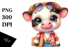 Cute Baby Cow with Singer Look PNG Product Image 1