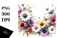 Colorful Daisy Watercolor PNG Product Image 1