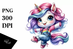 Jumping Baby Unicorn, Cute PNG Product Image 3
