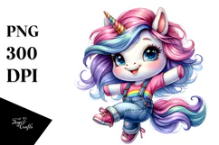 Jumping Baby Unicorn, Cute PNG Product Image 1