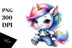 Jumping Baby Unicorn, Cute PNG Product Image 1