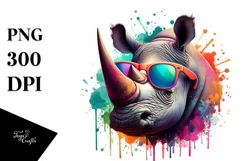 Vibrant Rhino Sunglasses Paint | Sublimation Clipart Product Image 3