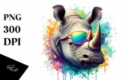 Vibrant Rhino Sunglasses Paint | Sublimation Clipart Product Image 3