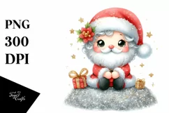 Cute Santa Watercolor PNG Product Image 1