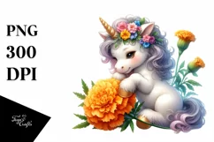 Baby Unicorn Marigold Clipart Product Image 1