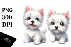Cute Cartoon West Highland White Terrier PNG Product Image 1