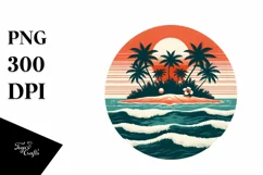 Vintage Tropical Island Sunset | Sublimation | Clipart Product Image 1