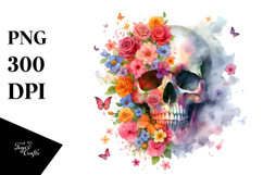 Colorful Skull with Flowers PNG Product Image 1