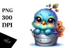 Colorful Baby Peacock Sitting in a Bucket | Clipart Product Image 3