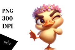 Whimsical Duck with Flower Crown, Transparent PNG Product Image 1