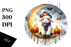 Halloween Lamb on Moon with Candles PNG Product Image 1
