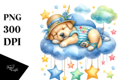Baby Puppy Sleeping on Cloud | Sublimation | Clipart Product Image 1