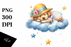 Baby Puppy Sleeping on Cloud | Sublimation | Clipart Product Image 4