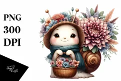 Cute Boho Baby Snail with Flowers | Sublimation | Clipart Product Image 1