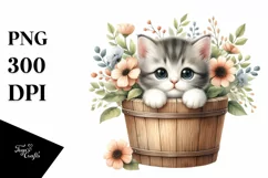 Cute Baby Cat with Flowers PNG Product Image 3