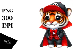 Funny Baby Tiger as Vampire | Sublimation | Clipart Product Image 1