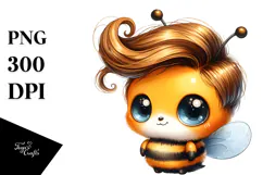 Watercolor Baby Bee PNG Product Image 1
