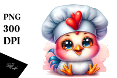 Vibrant Watercolor Rooster with Chef&#039;s Hat, Transparent PNG Product Image 1