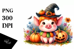 Vibrant Halloween Pig Art | Sublimation Clipart Product Image 1