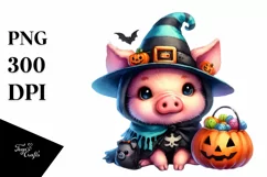 Cute Pig Halloween Sticker | Sublimation Clipart Product Image 1