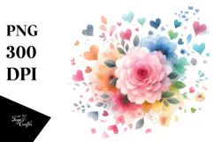 Colorful Pastel Flower with Heart Petals PNG Product Image 1