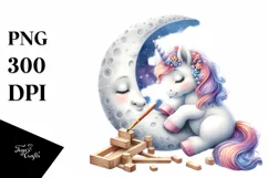 Moon Unicorn Woodworking Art | Sublimation Clipart Product Image 3