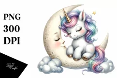 Pastel Unicorn Moon Art | Sublimation Clipart Product Image 3