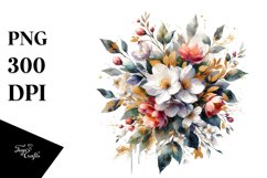 Vibrant Bouquet with Jasmine and Gold Foil Clipart Product Image 3