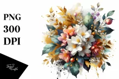 Vibrant Abstract Bouquet | Watercolor Clipart Product Image 3