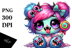 Funny Chibi-Style Ghoul Girl PNG Product Image 1