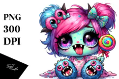 Funny Chibi-Style Ghoul Girl PNG Product Image 1