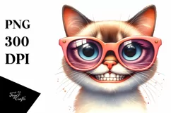 Proud Goofy Cat Sunglasses Sublimation Clipart Product Image 1