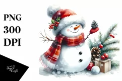 Washed Watercolor Snowman PNG Product Image 3