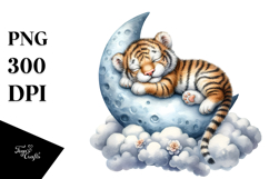 Sleeping Baby Tiger on Moon and Cloud Product Image 1