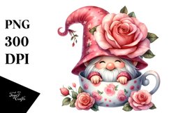 Gnome with Rose Cup PNG Product Image 1