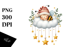 Cute Baby Bee Sleeping on Cloud | Sublimation | Clipart Product Image 1