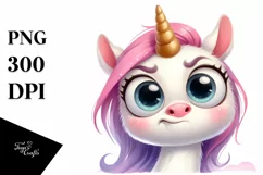 Funny Baby Face Unicorn PNG Product Image 3
