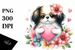Cute Doodled Japanese Chin PNG Product Image 1