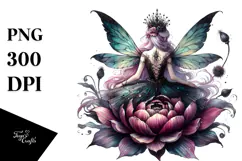 Watercolor Gothic Fairy on Flower Creative View from Back Product Image 1