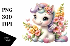 Baby Unicorn with Snapdragon | Clipart Product Image 1