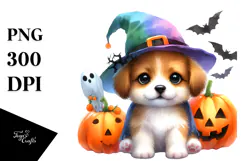 Simple Watercolor Drawing of a Cute Baby Dog Product Image 1