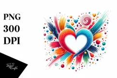colorful Paintbrush Heart, PNG Product Image 1