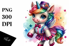 Colorful Baby Unicorn in West Coast Swing Dancer Attire, PNG Product Image 1