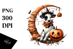 Halloween Cow on Half Moon PNG Product Image 1