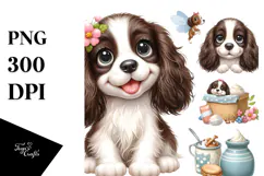 Cute Cartoon English Springer Spaniel PNG Product Image 1