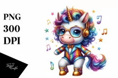 Colorful Baby Unicorn Boogie-Woogie PNG Product Image 1