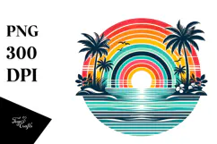 Retro Tropical Rainbow Sunset, 20 oz Tumbler Product Image 1