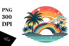 Retro Tropical Rainbow Sunset, 20 oz Tumbler Product Image 1