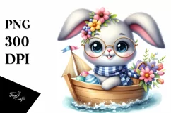 Easter Bunny Cold Egg Flower, Clipart |T-shirt, Mug PNG Product Image 1