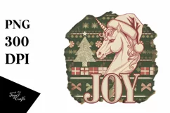 Retro Joy Unicorn Santa Hat Png Product Image 5
